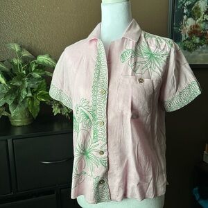 Urban Outfitters Pink and Green Button Down Shirt